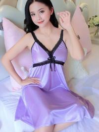 Elegant Silk Satin Lace-Trim Night Dress – 38" Length, 110" Flare with Matching Panty