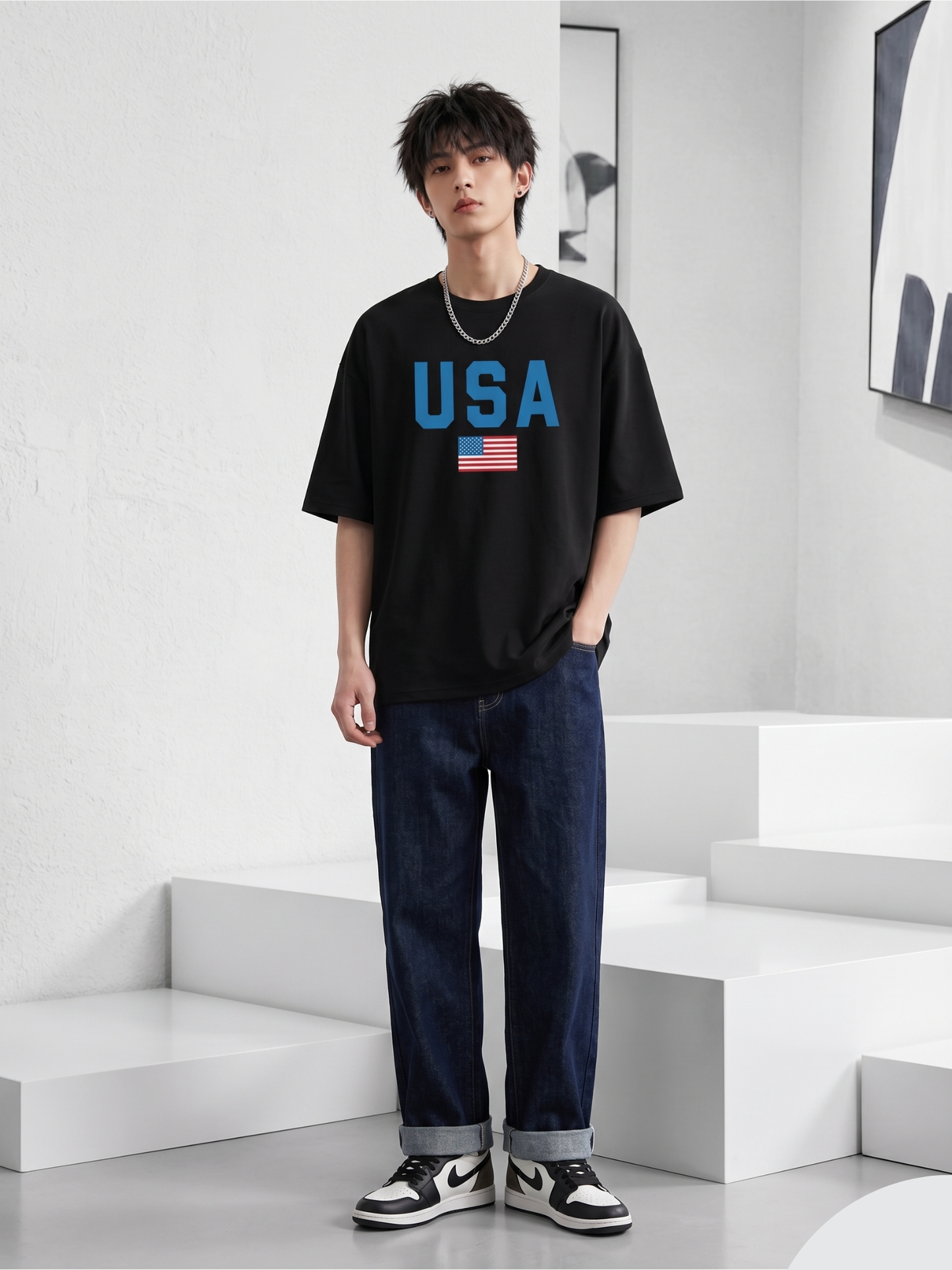 Whoim Americana Canvas: Block-Letter USA Tee for man
