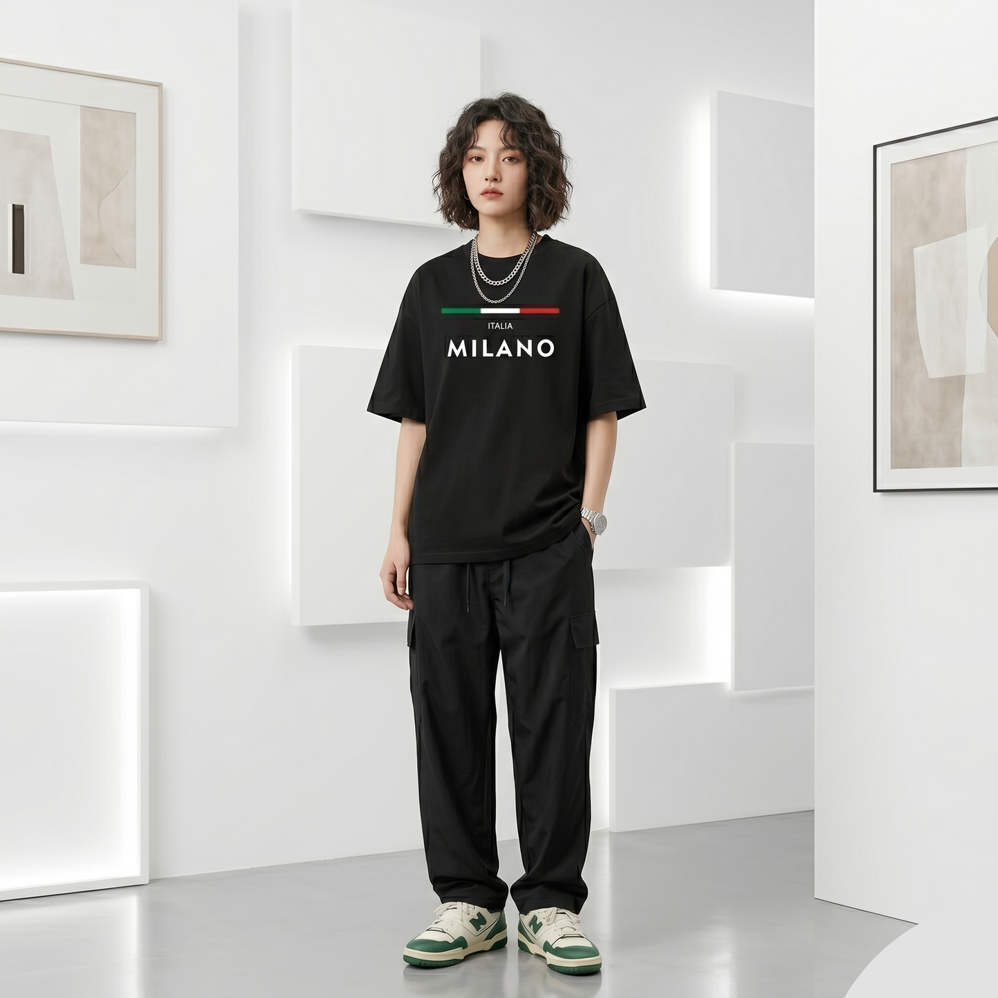 Whoim Milano Oversized Drop Shoulder Tee for Woman