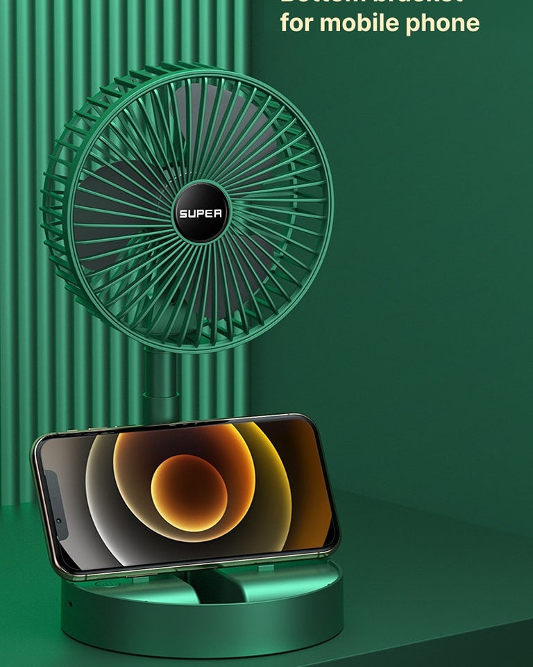 Folding Rechargeable Desk Fan,(D-4382) 3 Speeds Adjustable Height Table Fan with Timer, 2000mAh Rechargeable USB Charging for Home Office Travel