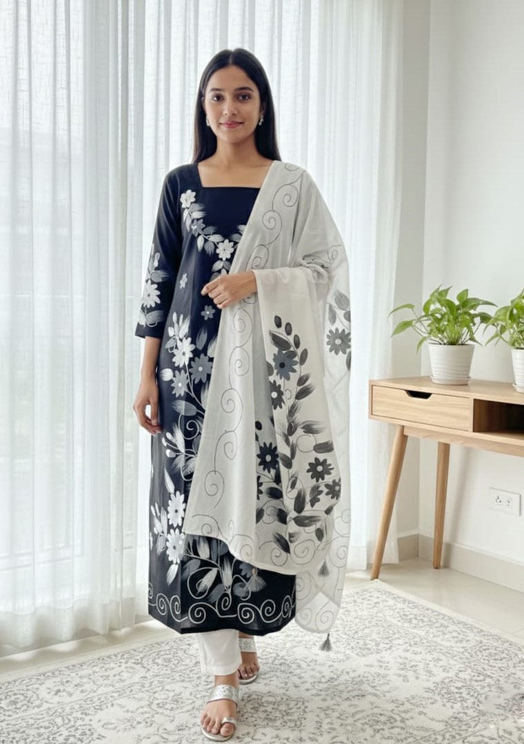 Premium Block Print Three Piece Set for Women |