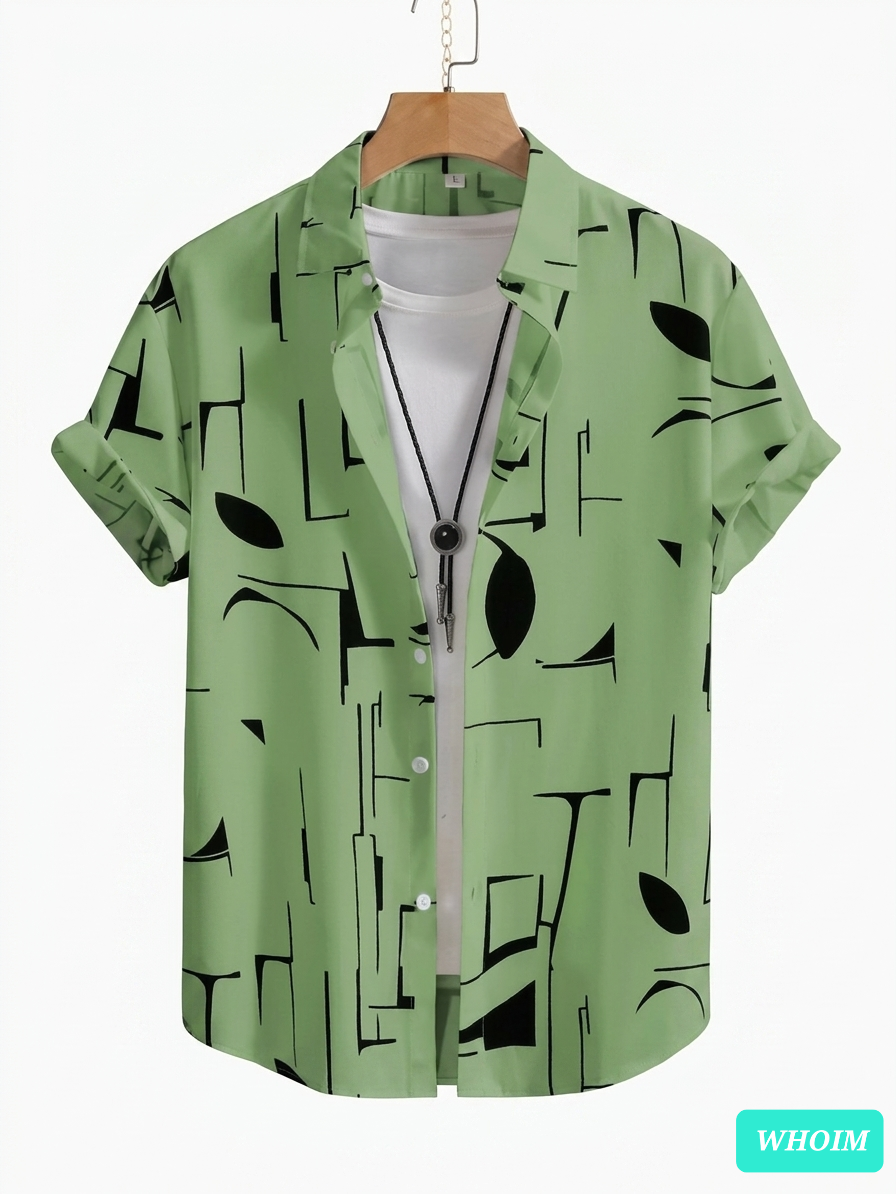 Whoim Modern Abstract Geometric Men's Shirt