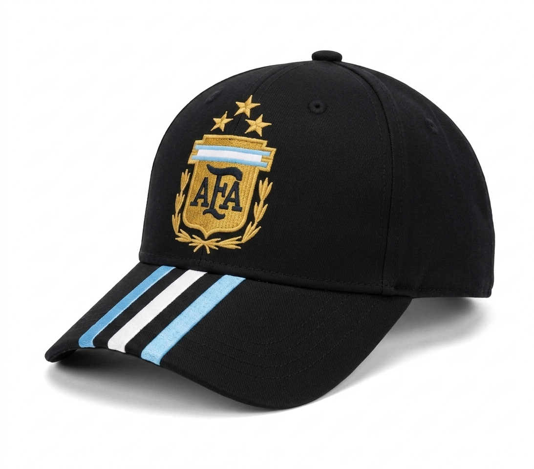 Black Argentina 3-Star AFA Cap | Minimalist Baseball Hat by Whoim