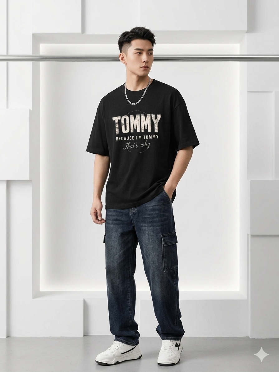 Whoim 'Tommy' Graphic Drop Shoulder T-Shirt for Men
