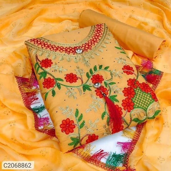 Elegant Kashmiri Aari Embroidery Three Piece Set