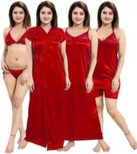 Premium 6-Piece Satin Nightwear Set – Luxury Sleepwear & Loungewear Collection