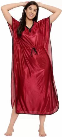 Elegant Satin Kaftan Nighty – Premium Full-Length Loungewear (51")