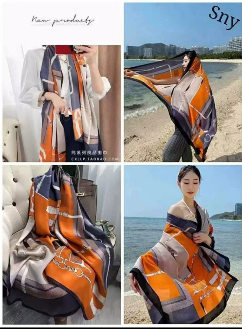 Premium Luxury Satin Silk Scarf for Women | Soft Printed Hijab & Neck Scarf
