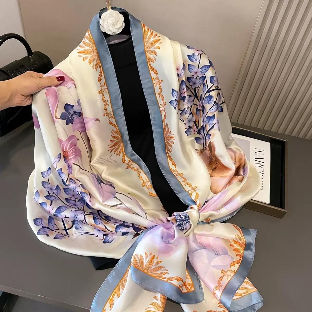 Premium Luxury Satin Silk Scarf for Women | Soft Printed Hijab & Neck Scarf