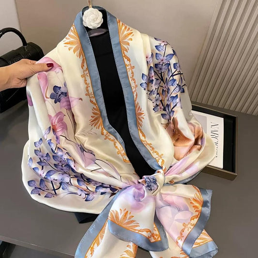Premium Luxury Satin Silk Scarf for Women | Soft Printed Hijab & Neck Scarf