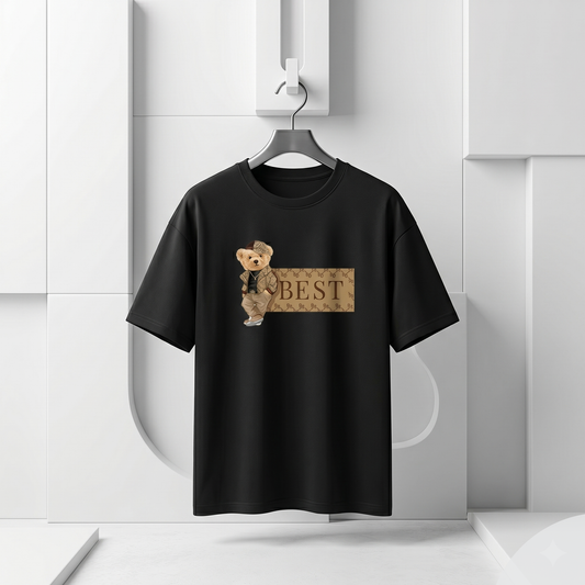 Whoim Signature Bear Graphic Drop Shoulder T-Shirt