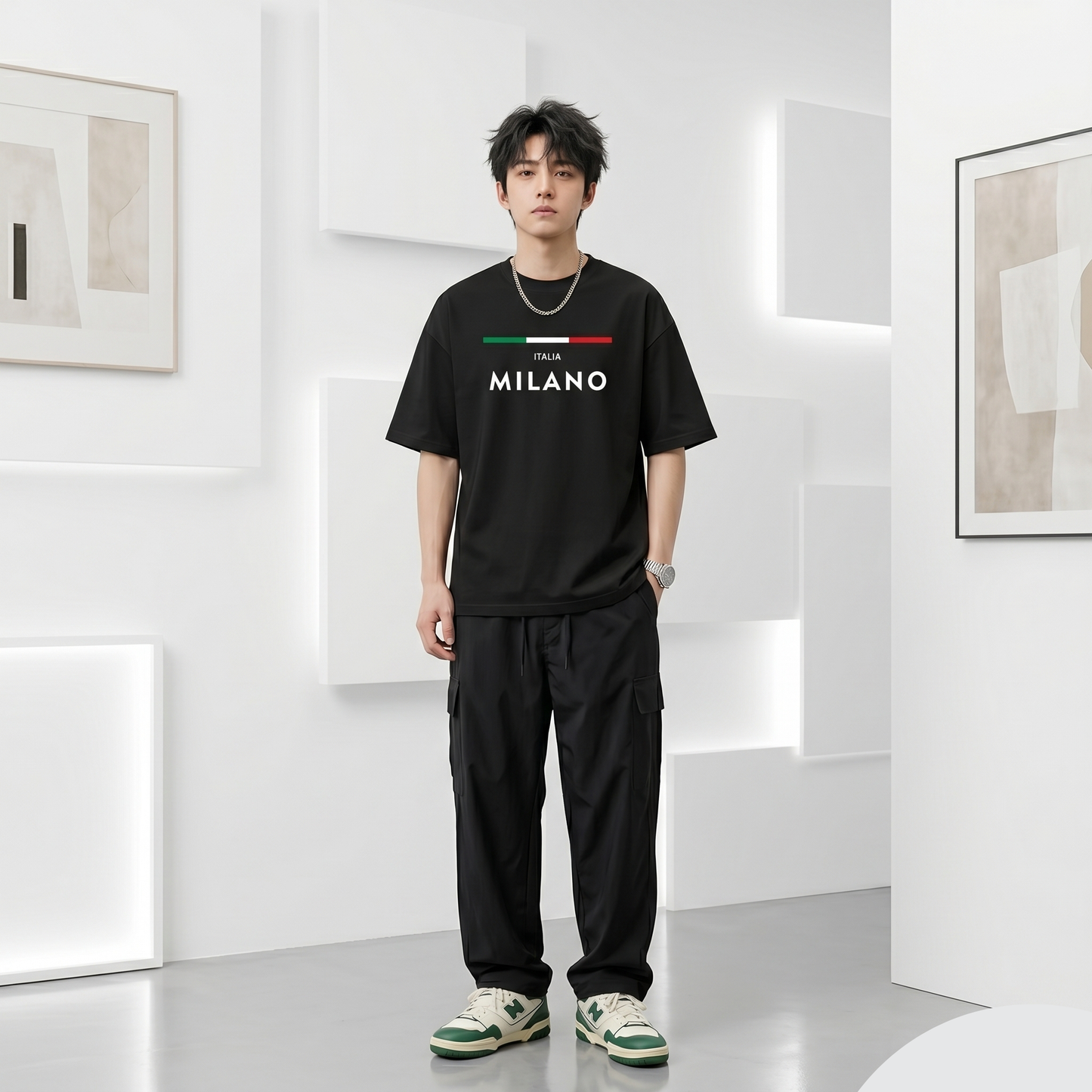 Whoim Milano Oversized Drop Shoulder Tee for Man