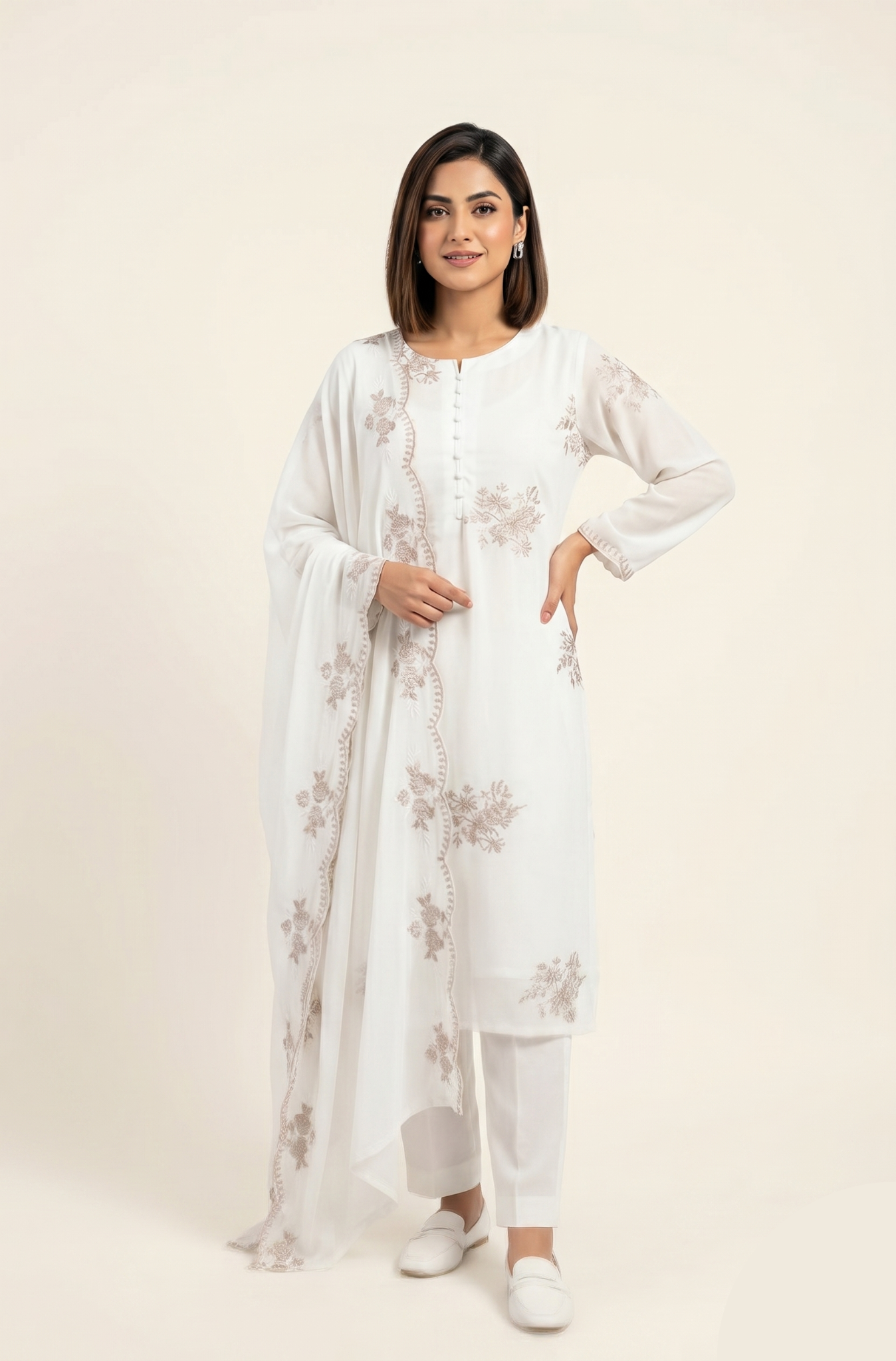 Whoim Exquisite Cotton Embroidered Women's Three-Piece Set