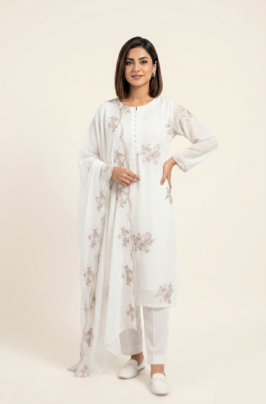 Whoim Exquisite Cotton Embroidered Women's Three-Piece Set