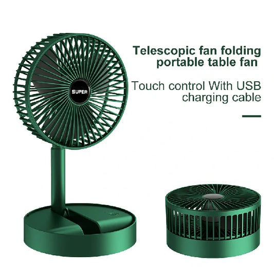 Folding Rechargeable Desk Fan,(D-4382) 3 Speeds Adjustable Height Table Fan with Timer, 2000mAh Rechargeable USB Charging for Home Office Travel