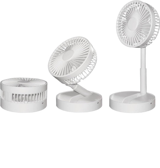 Folding Rechargeable Desk Fan,(D-4382) 3 Speeds Adjustable Height Table Fan with Timer, 2000mAh Rechargeable USB Charging for Home Office Travel