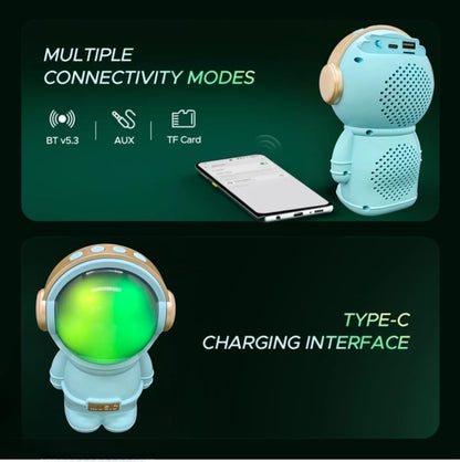 Wrader X808 Wireless Stereo Woofer Bass Cute Gift Astronaut Loud Portable Creative Active Bass Rgb Light Bluetooth Speaker(D-8520)