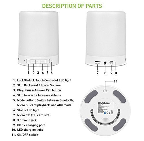 Touch Lamp Portable Bluetooth Speaker with Smart Colour Changing Touch Mode Night Lamp(D-3019)