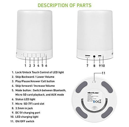 Touch Lamp Portable Bluetooth Speaker with Smart Colour Changing Touch Mode Night Lamp(D-3019)