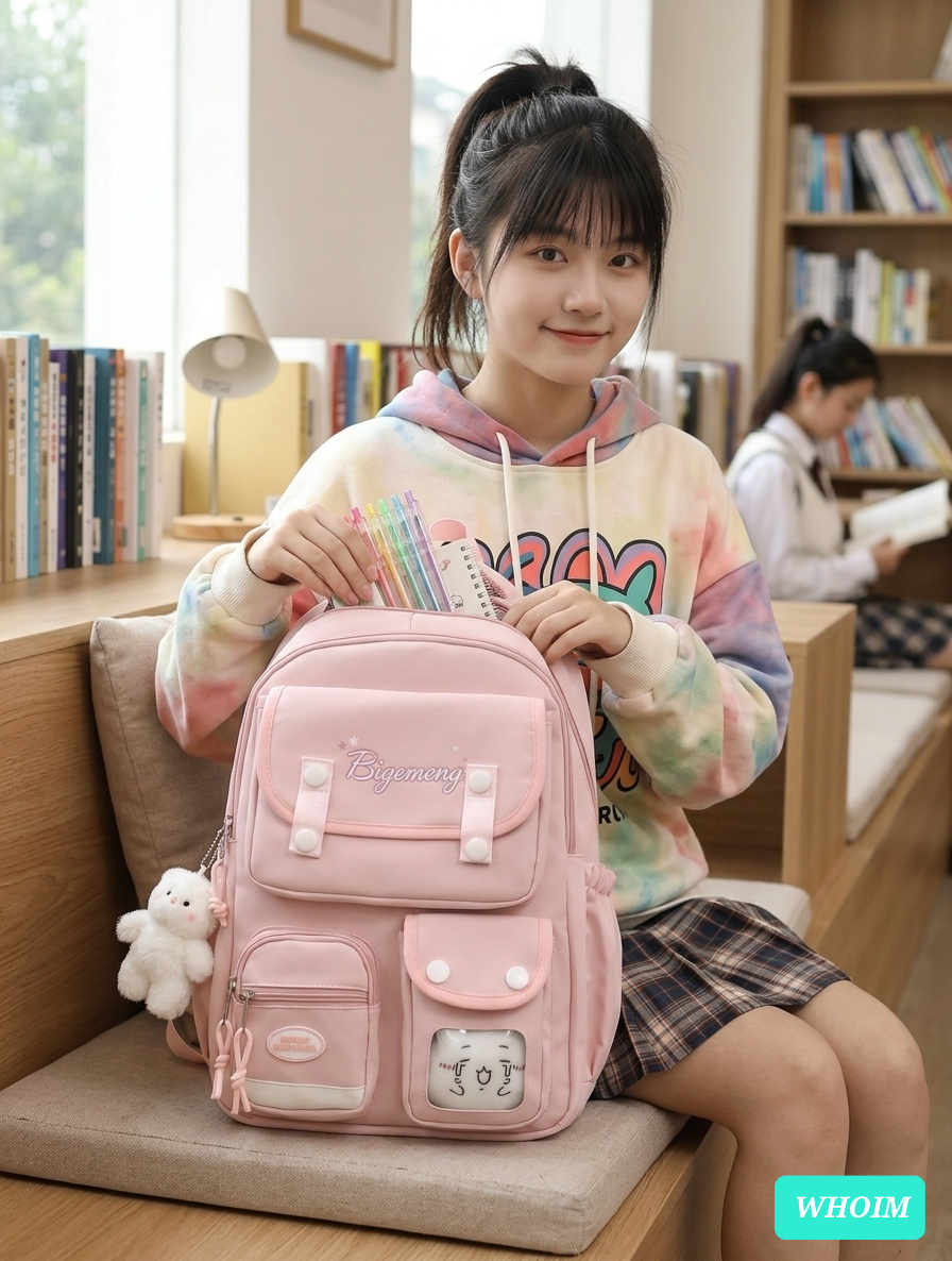Whoim Stylish Multi-Pocket Student Backpack