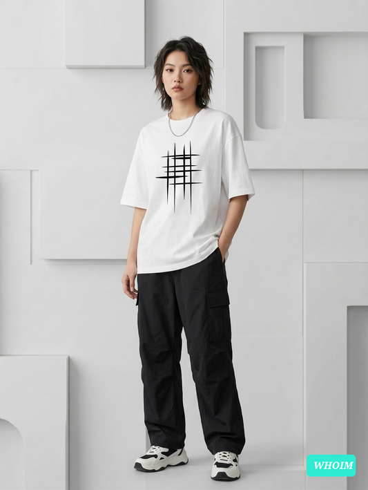 Whoim Linear Form Drop Shoulder Tee for Women