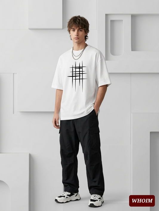 Whoim Linear Form Drop Shoulder Tee for Men