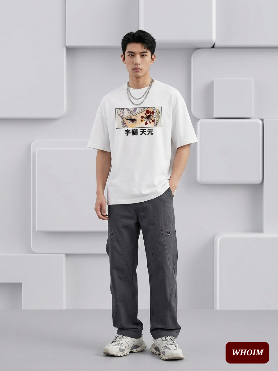 Whoim Men's Graphic Drop Shoulder T-Shirt