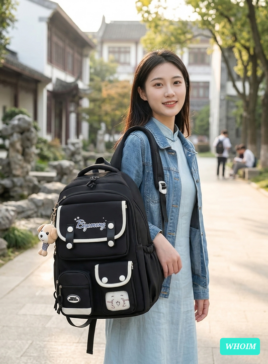Whoim Stylish Multi-Pocket Student Backpack