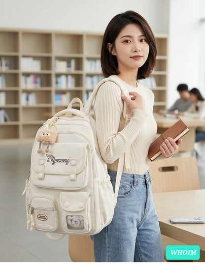 Whoim Stylish Multi-Pocket Student Backpack