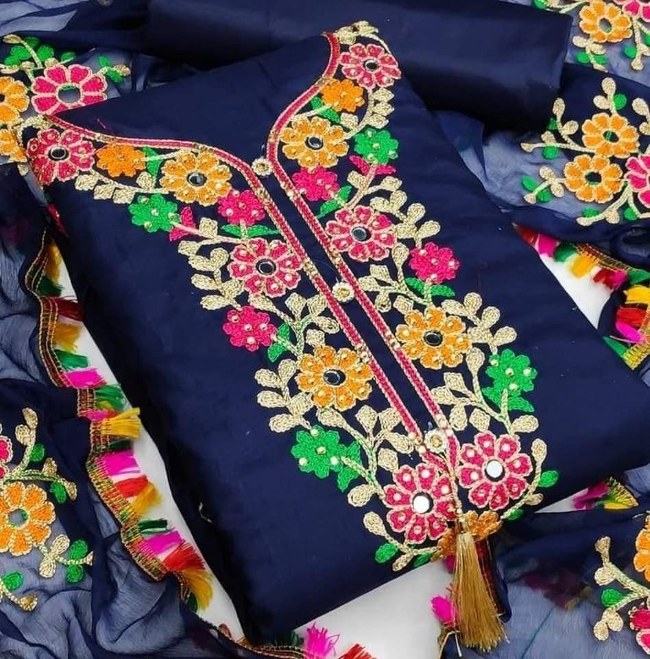 Elegant Kashmiri Aari Embroidery Three Piece Set