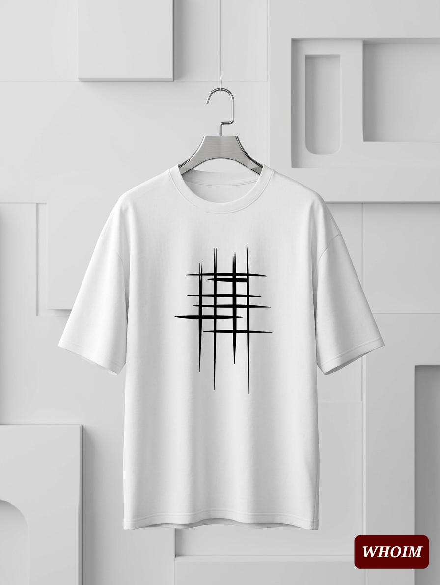 Whoim Linear Form Drop Shoulder Tee for Men