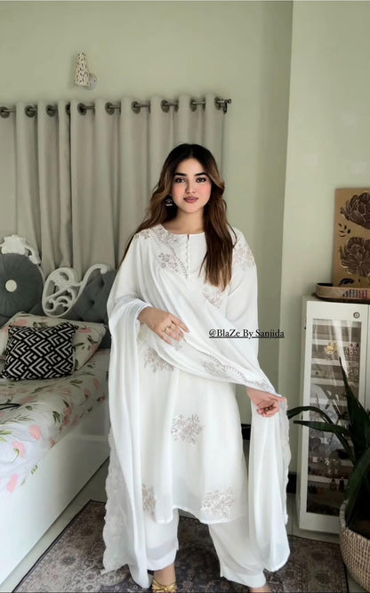 Sada Bahar Cotton Embroidered Three Piece Set for Women | Premium Cotton Salwar Kameez with Embroidered Dupatta (L-XXL)