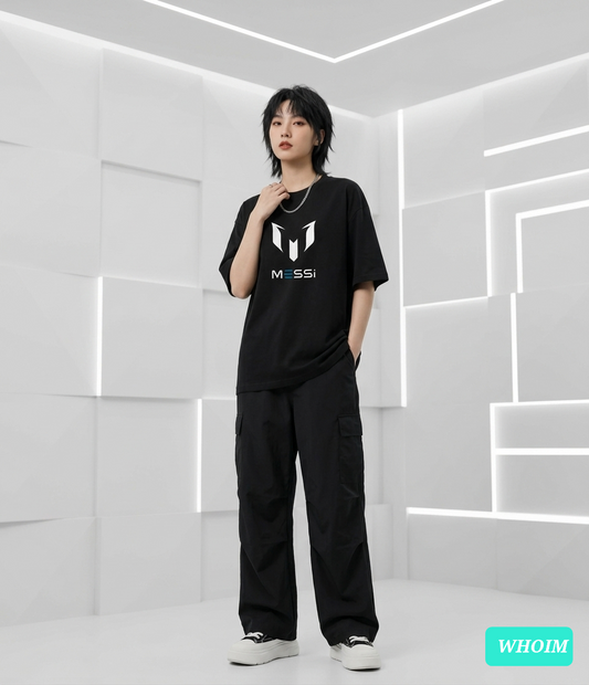 Whoim-Branded Woman's Dropshoulder T-Shirt with Messi Graphic