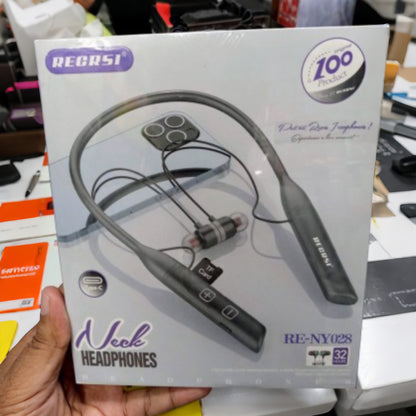 RECRSI RE-NY028 Hanging Neckband Earphone - Black(D-10820)