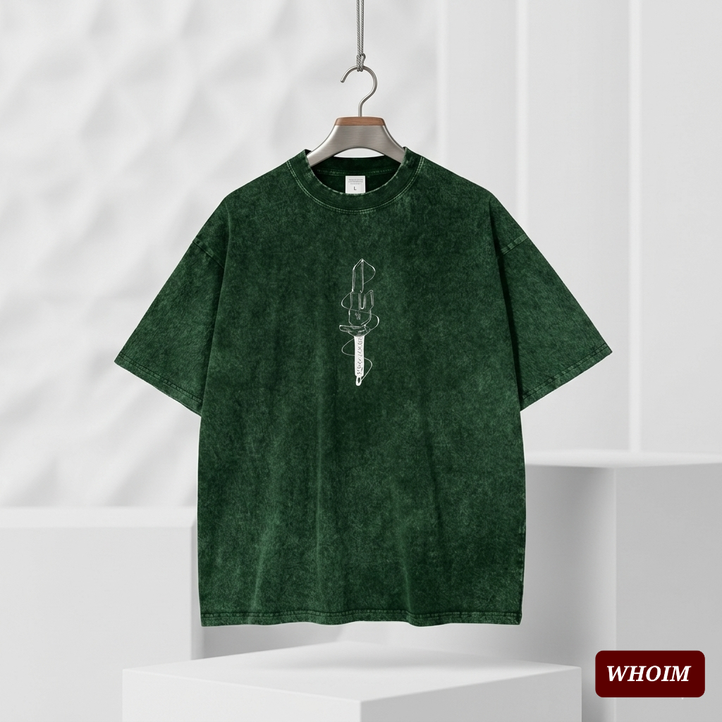 Whoim Acid-Wash Dagger Drop Shoulder T-Shirt