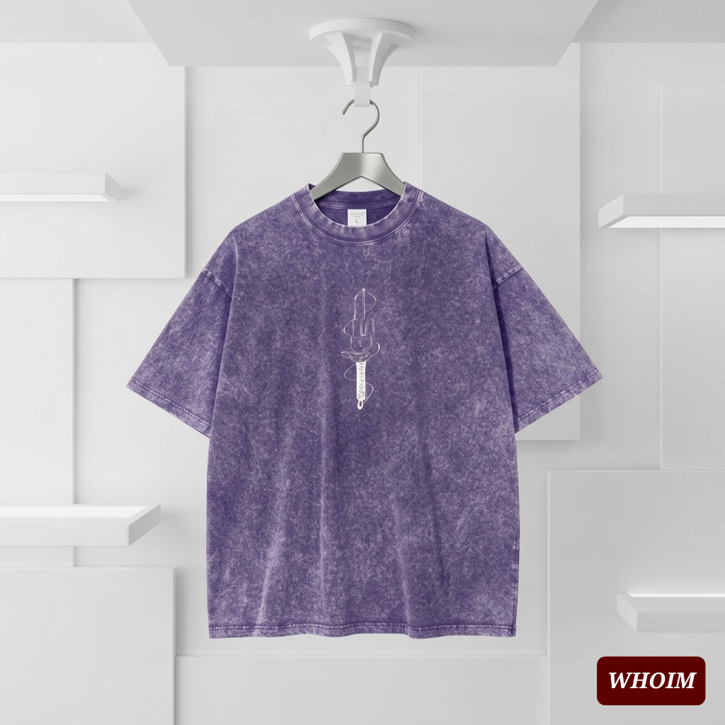 Whoim Acid-Wash Dagger Drop Shoulder T-Shirt