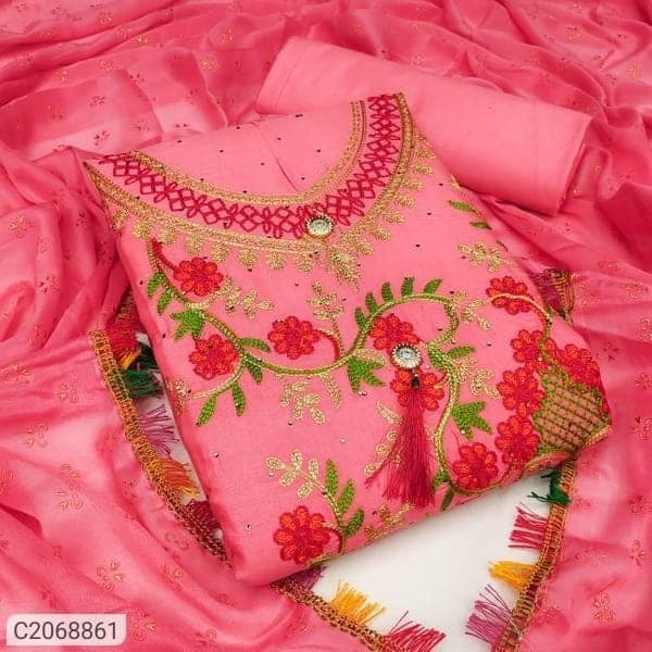 Elegant Kashmiri Aari Embroidery Three Piece Set