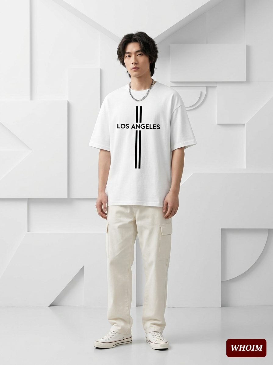 Whoim Men's LA Graphic Drop Shoulder T-Shirt