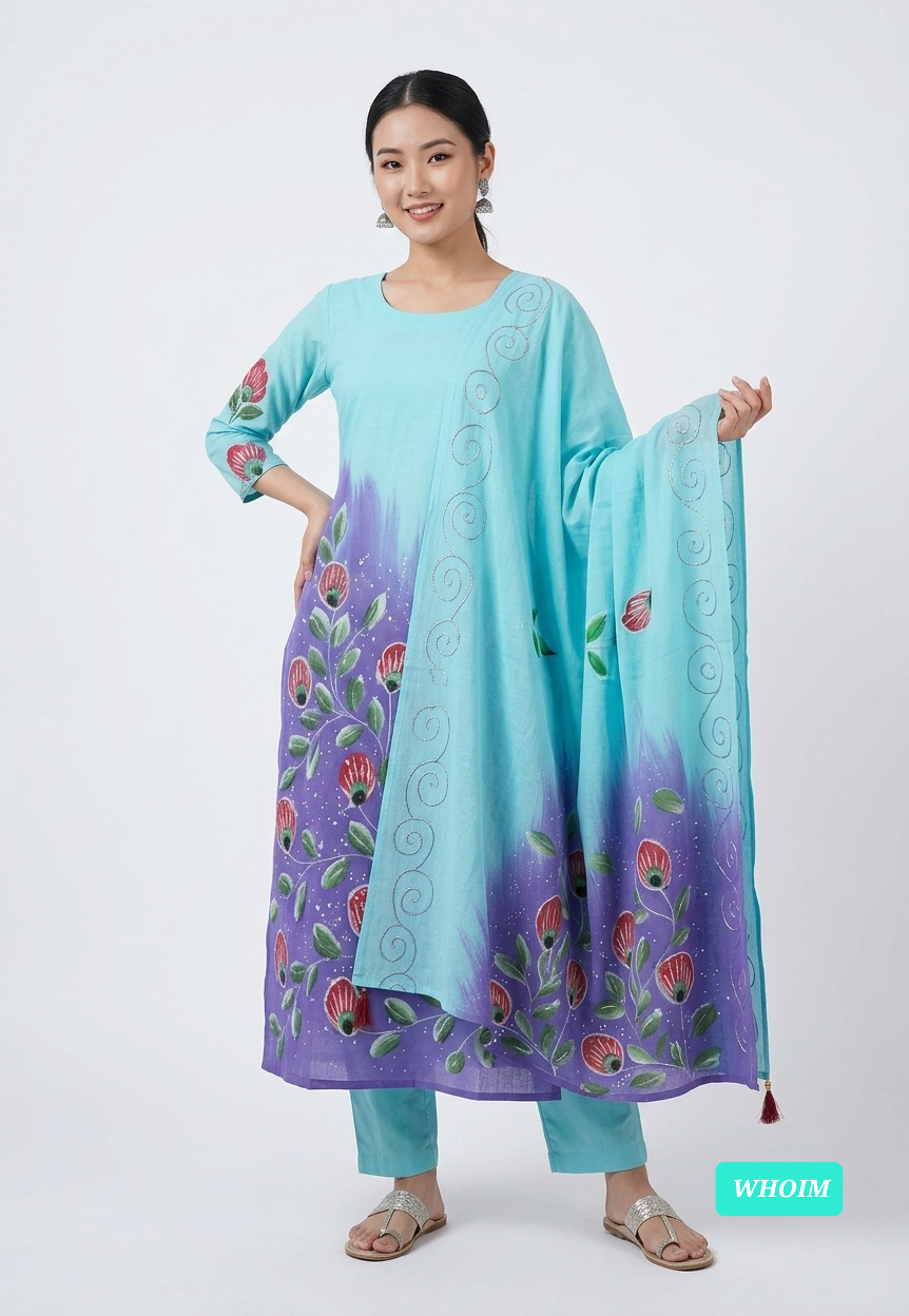 Women's Block Print VIP Cotton Voile Three Piece Set