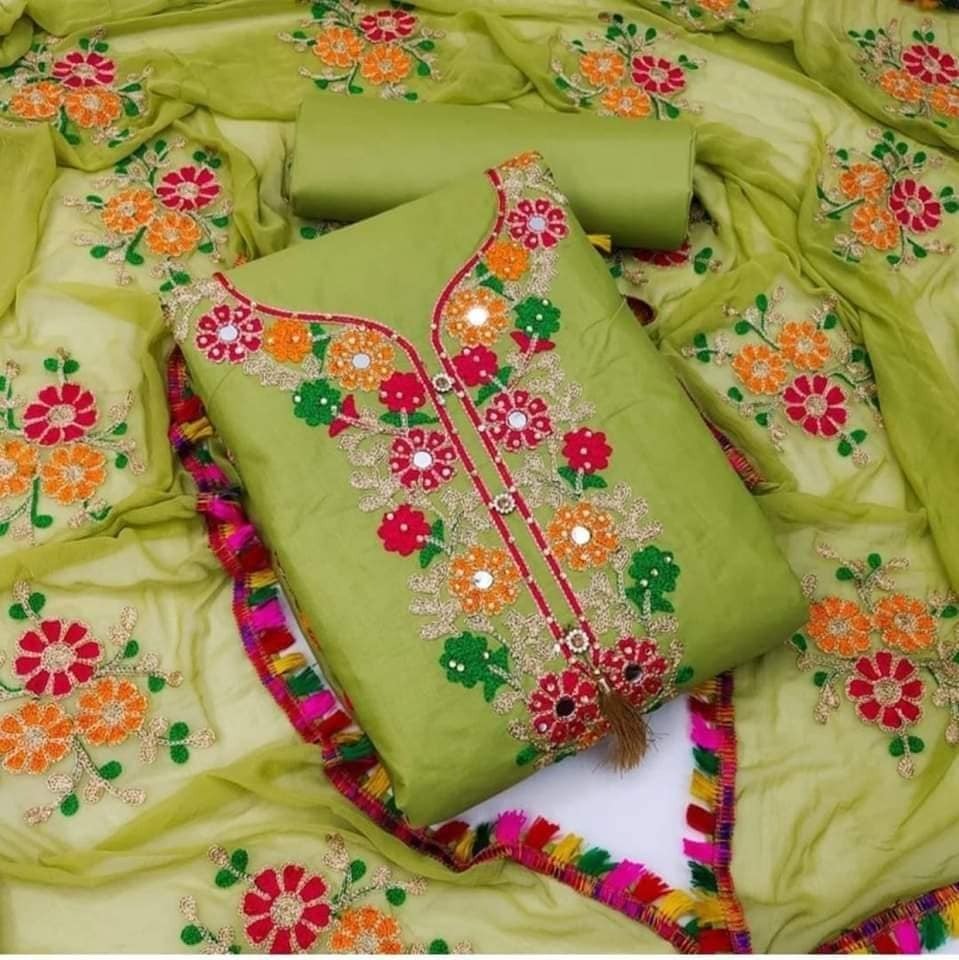 Elegant Kashmiri Aari Embroidery Three Piece Set