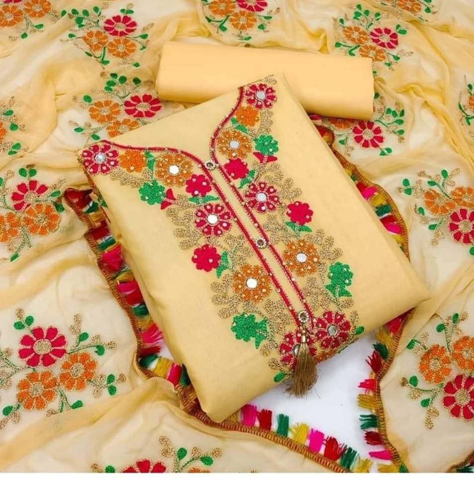 Elegant Kashmiri Aari Embroidery Three Piece Set