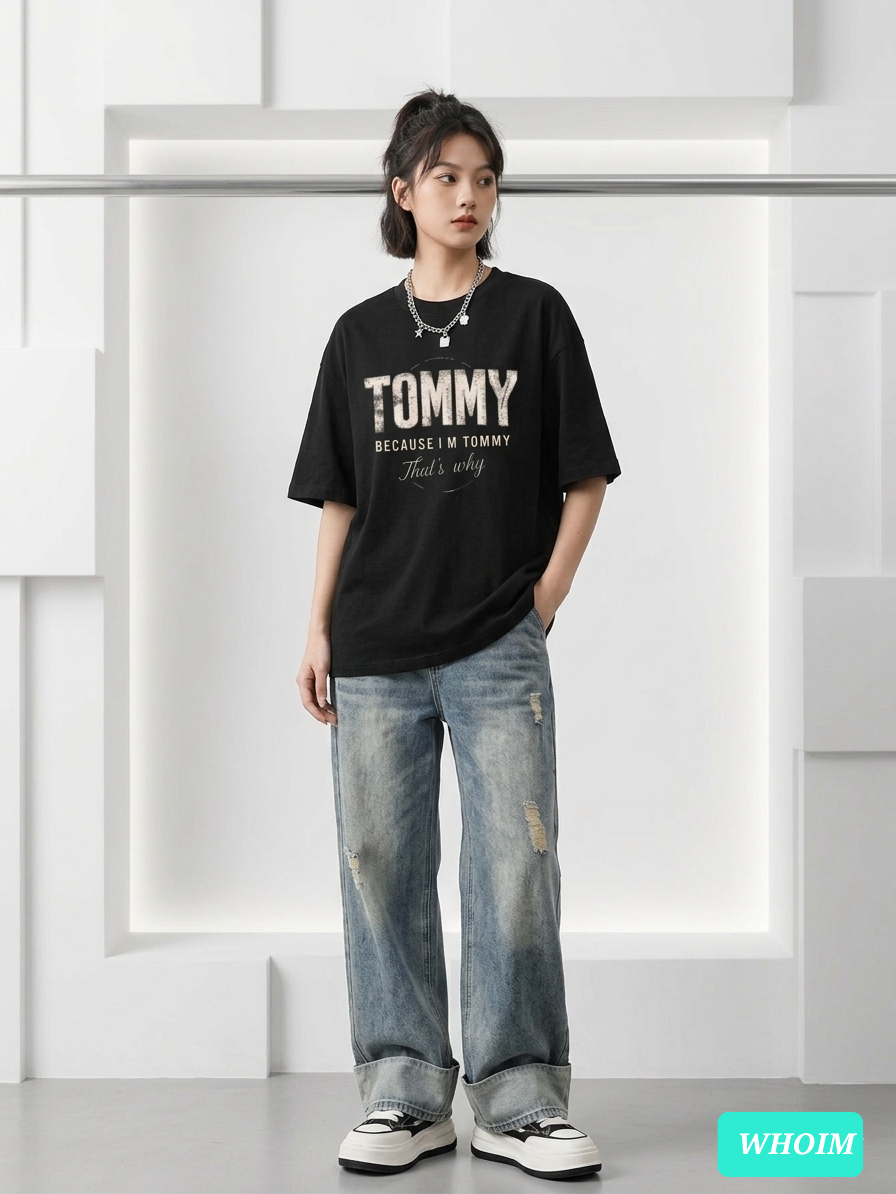 Whoim 'Tommy' Graphic Drop Shoulder T-Shirt for Women