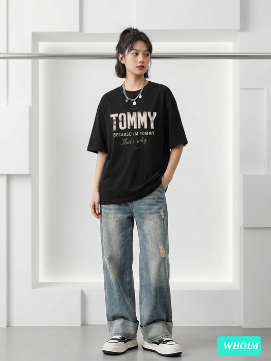 Whoim 'Tommy' Graphic Drop Shoulder T-Shirt for Women