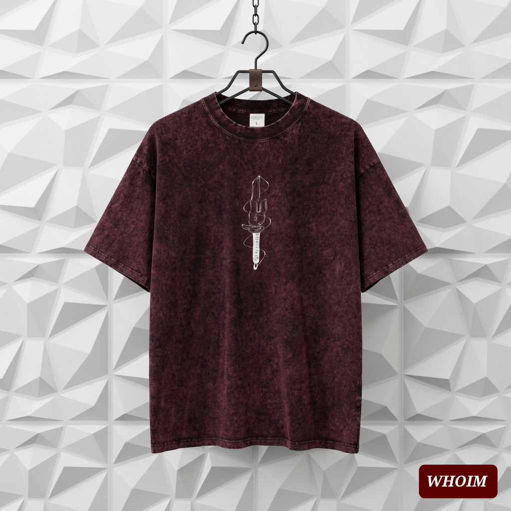 Whoim Acid-Wash Dagger Drop Shoulder T-Shirt