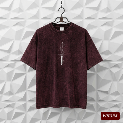 Whoim Acid-Wash Dagger Drop Shoulder T-Shirt