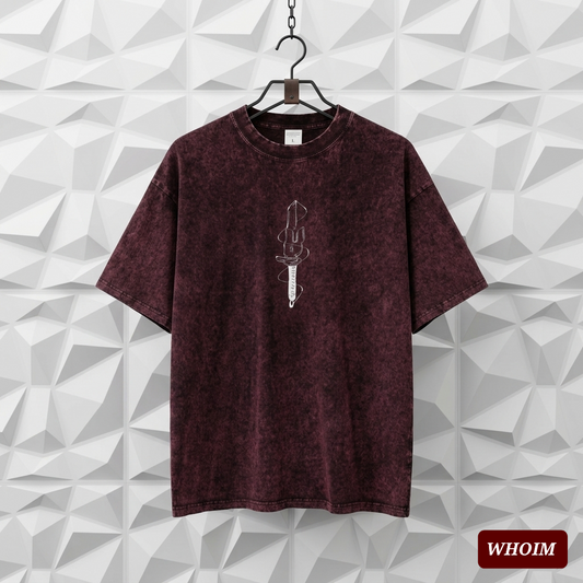 Whoim Acid-Wash Dagger Drop Shoulder T-Shirt