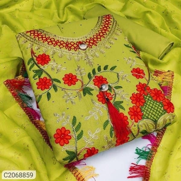Elegant Kashmiri Aari Embroidery Three Piece Set