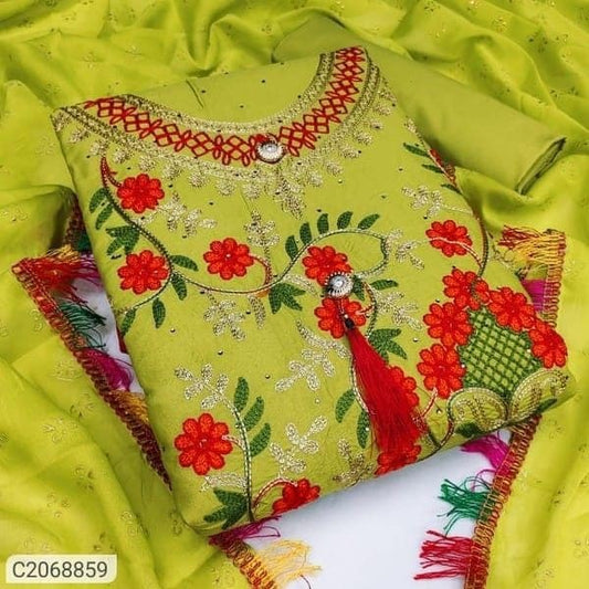 Elegant Kashmiri Aari Embroidery Three Piece Set