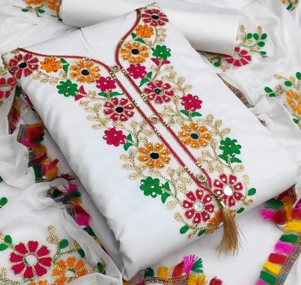 Elegant Kashmiri Aari Embroidery Three Piece Set